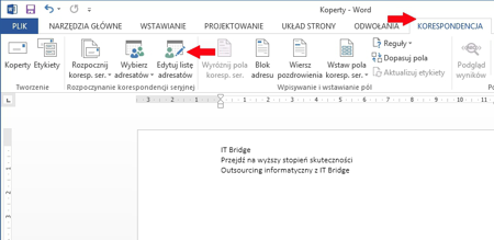 Korespondencja seryjna - edytuj listę adresatów
