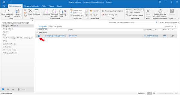 MS Outlook - skrzynka odbiorcza